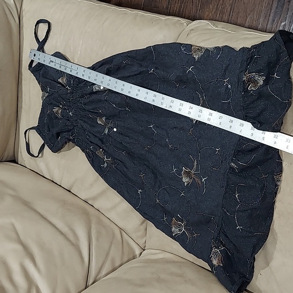 AA collection black with sparkle fabric embroidered floral dress sequins Est S - Picture 4 of 7